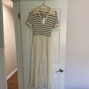 Tuckernuck Moon River Cream and Black Striped Knit Dress